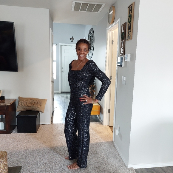 Black Sequin Jumpsuit - Picture 5 of 5
